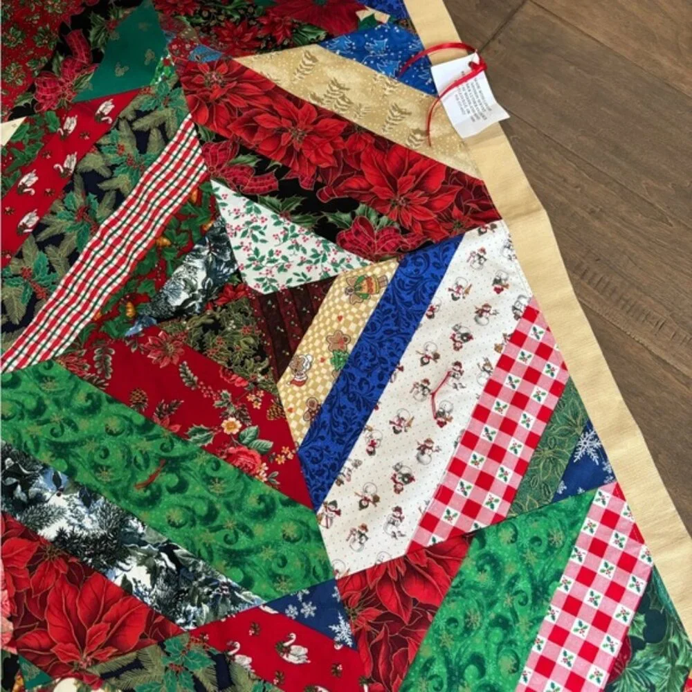 Christmas Quilt-Handmade patchwork with vibrant,multi-colored design.